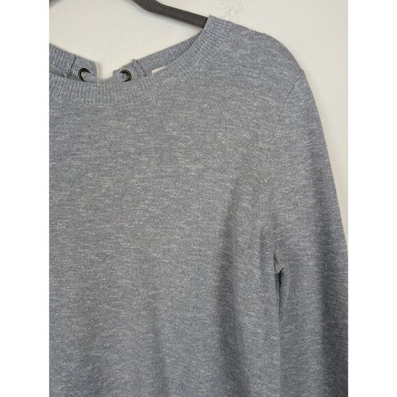 Madewell Sweater Lace Up Back Pullover Fall Winter Ballet Boho Gray Blue Size M - Picture 4 of 11